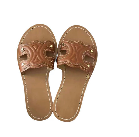CELINA Slides Black/ Weiß/ Brown - VIBE & VOGUE